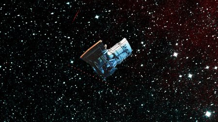 Artist's concept of the NEOWISE spacecraft in space.