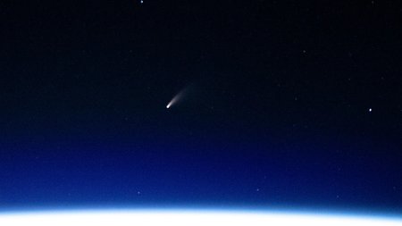 Comet NEOWISE seen from the International Space Station.