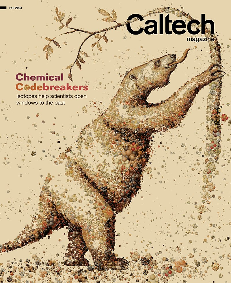 Cover of Caltech magazine showing a giant sloth