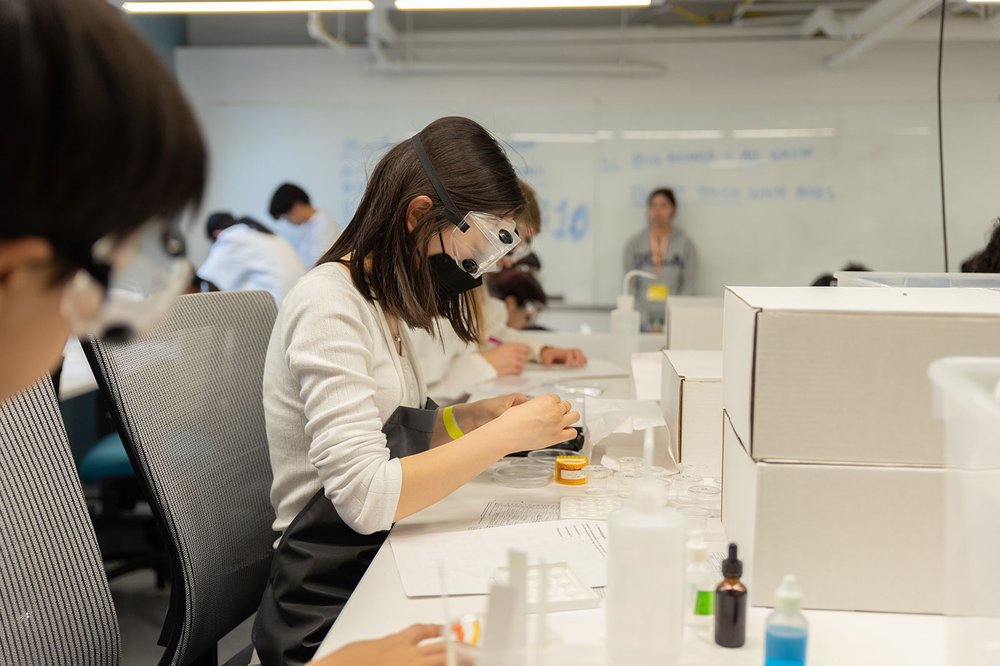 A student works in a chemistry lab