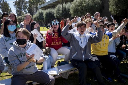 Students from Sierra Madre Middle School cheer