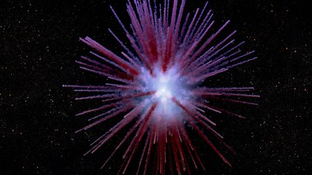 Artwork showing the spiky filaments in the supernova remnant.