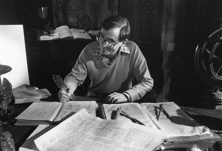 David Goodstein at his desk.