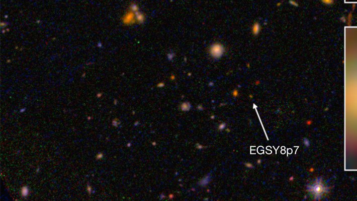 Galaxy EGS8p7 as seen from space telescopes.