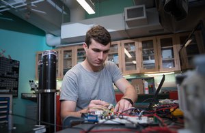 student working in lab