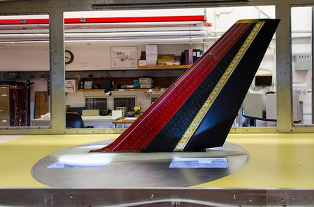 airplane tail in wind tunnel