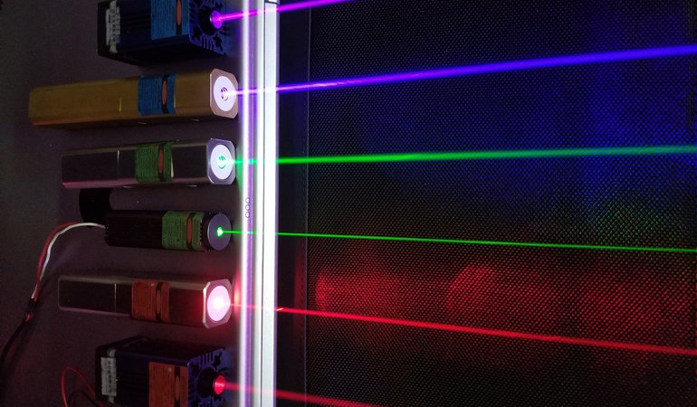 Several lasers emit light in different colors