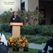 Adriene Tri, daughter of Lee Browne, addresses the crowd at the November 17 dedication ceremony.