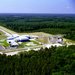 aerial photo of the LIGO facility in Livingston, Lousiana