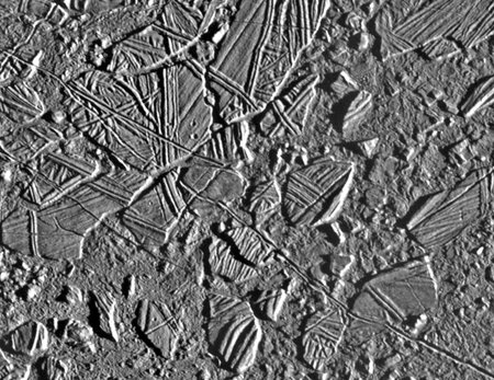 Chaos terrain on Jupiter's moon Europa.