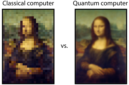 Pixelated Mona Lisa at left, and blurry version at right (but with more details).