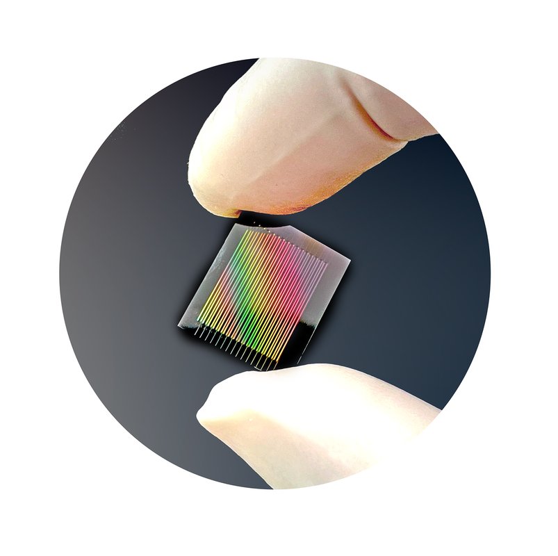 an electronic chip held between two gloved fingers
