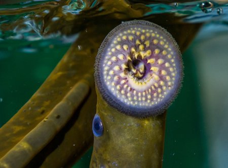 A lamprey's open mouth