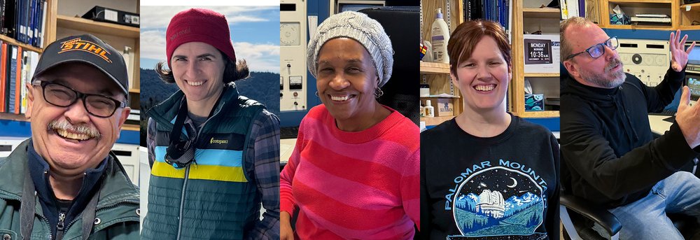 Photos of Palomar staff members: Greg Van Idsinga, Carolyn Heffner, Diana Roderick, Kathleen Koviak, and Paul Nied.