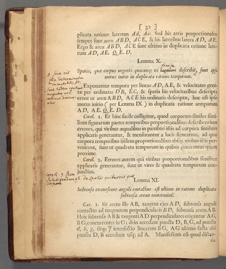 Photo showing Newton's writing in the Principia