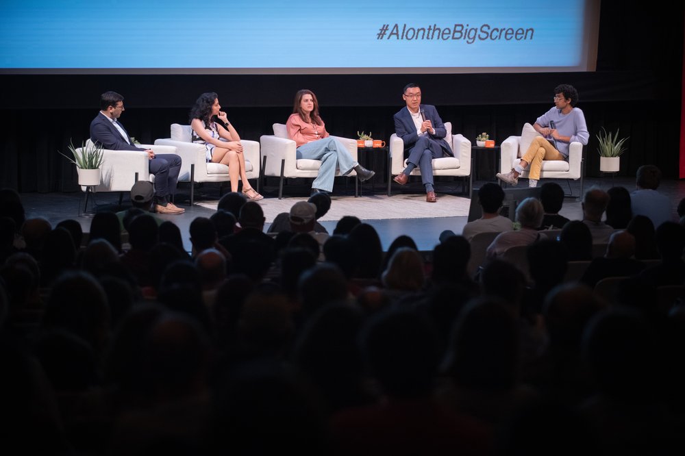 Panelists, from left to right: Eric Mazumdar, Anima Anandkumar, Georgia Gkioxari, Yisong Yue, and moderator Latif Nasser