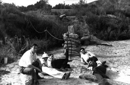 Photo: JPL rocketry pioneers test rocket engines in Pasadena's Arroyo Seco in 1936.