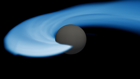 Artwork of merger between neutron star and black hole.